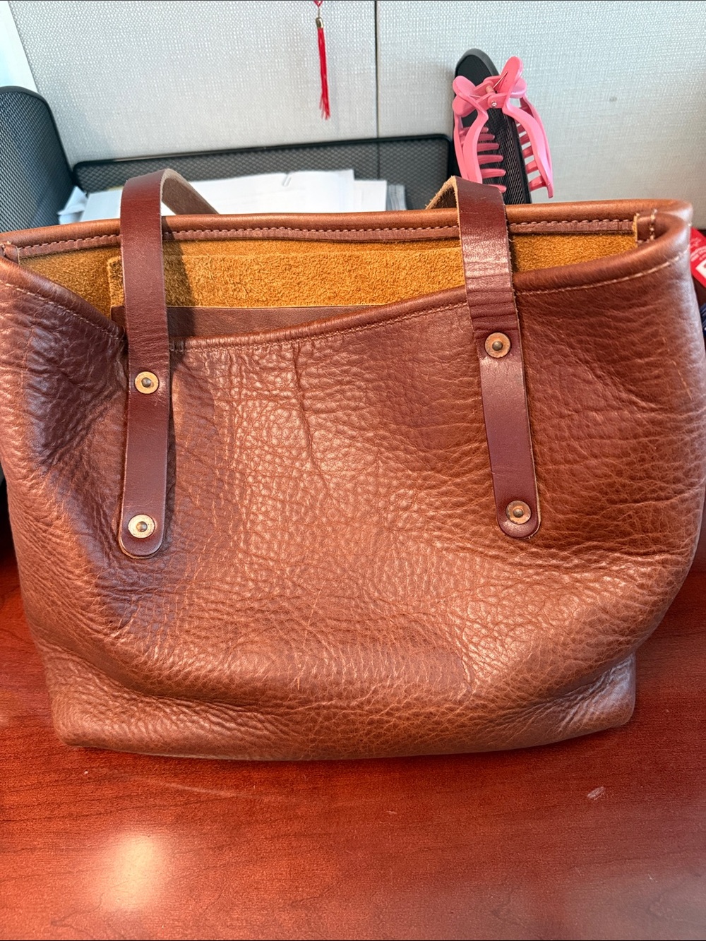 Go forth goods small Avery tote in saddle